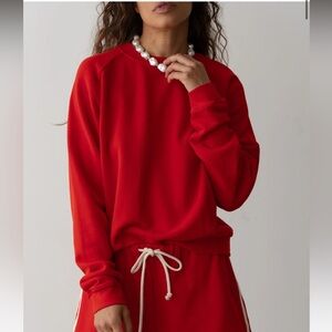 DONNI Eco Terry Crewneck Sweatshirt in Tomato